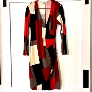 G Wheels Color Block Stretchy Midi Dress Sz M